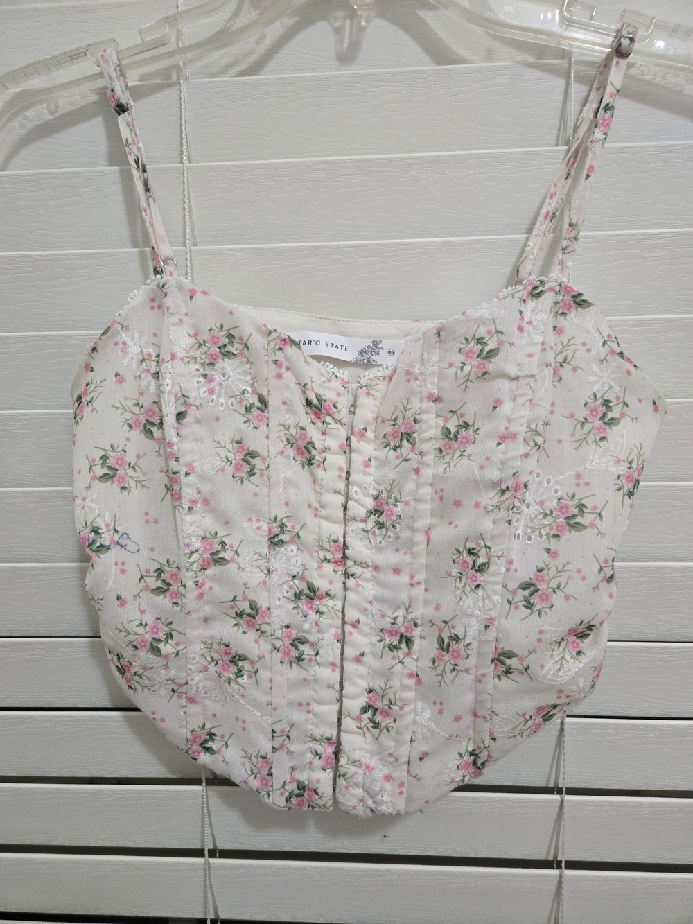 Altar'd State Floral Corset Crop Top Pink Floral Embroidered XS Y2K
